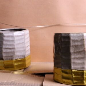 Modern Gold and Gray Ceramic Planter